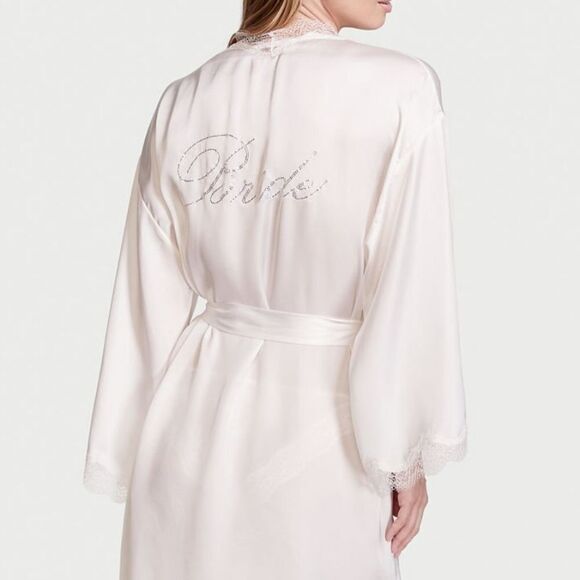 VICTORIAS Secret Satin Bridal Robe - Picture 1 of 4